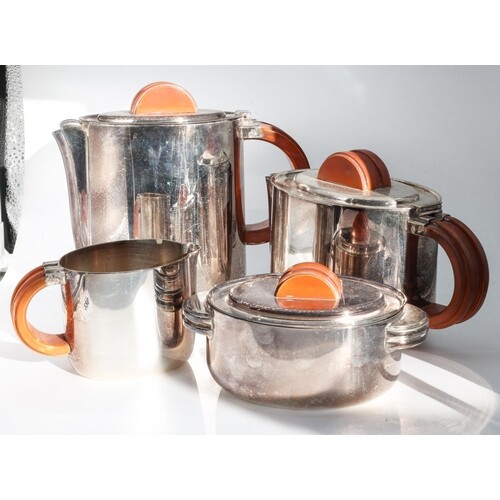 Four Part Silver Plated Art Deco Tea and Coffee Set