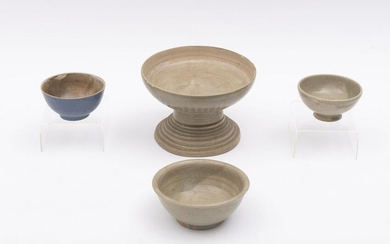 Four antique Asian celadon glazed bowls