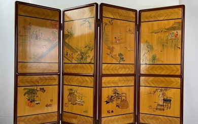 Four panel Chinese Traditional Bamboo Screen