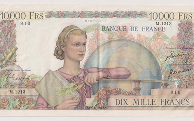 Francia - 10000 Franchi 1950/51 serie 810 M1213. Fori di...