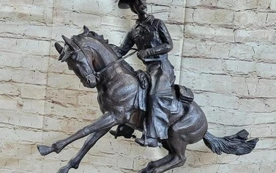 Frederic Remington Western Rodeo Cowboy Bronze Sculpture