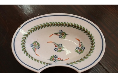 French Faience barbers bowl, approx 5.5cm H x 27cm L x 20cm ...