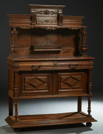 French Henri II Style Carved Walnut Marble Top