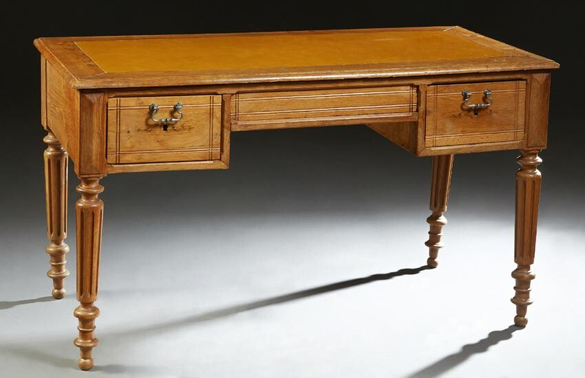 French Louis Philippe Carved Oak Desk, 19th c., the
