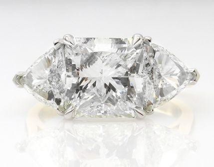 GIA Shy 5.00ct Estate Vintage Radiant Diamond 3 Stone