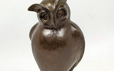 GORDON GUND Bronze Figural Owl Sculpture. Little George