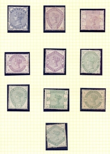 GREAT BRITAIN STAMPS : 1883-84 Lilac & Green issues to 1/-, ...
