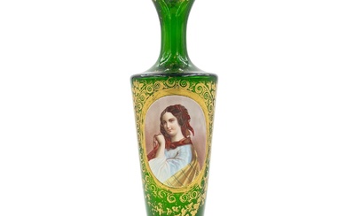 GREEN MAJESTY – LARGE 19TH CENTURY BOHEMIAN GLASS VASE...
