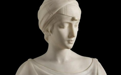 GUGIELMO PUGI (Fiesole, Italy, c. 1850 - Â¿, 1915). "Female bust". Marble. Signed.
