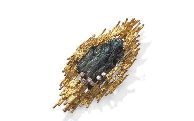 George Weil: A diamond and tourmaline brooch