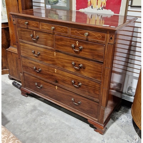 Georgian mahogany chest of drawers, having bank of eight var...