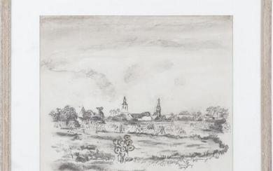 Germ de Jong (1886-1967) , View of Frisian church