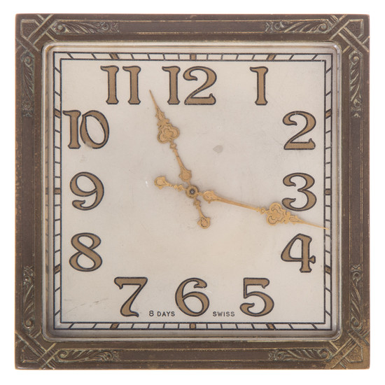 Gilt Bronze Square Desk Clock