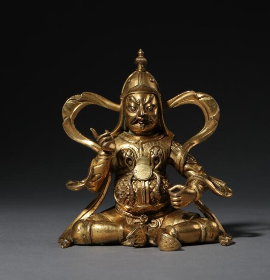 Gilt Bronze Virudhaka Buddha Figure of Qing Dynasty