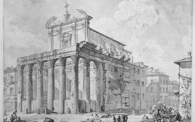 Giovanni Battista Piranesi (1720 - 1778), " Veduta del Tempio di Antonino e Faustino in Campo Vaccino"