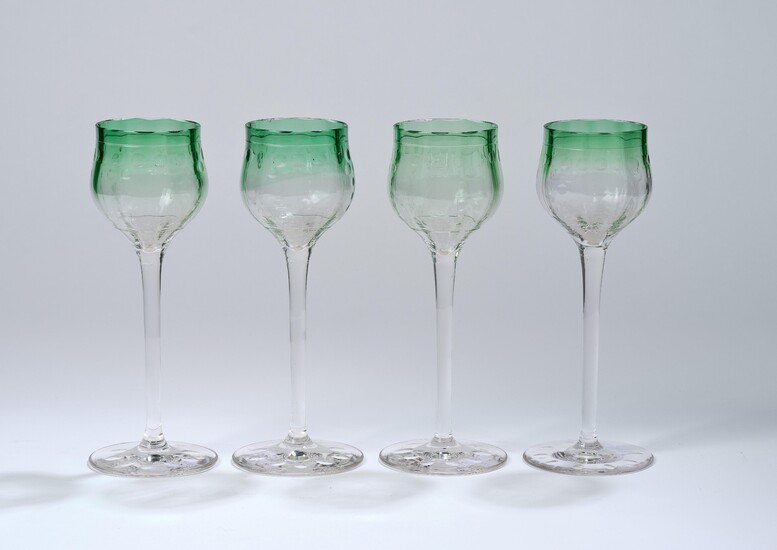 Gisela von Falke, four goblets, designed c. 1900, E. Bakalowits Söhne, Vienna