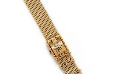 Gold and Enamel Slide Surprise Wristwatch