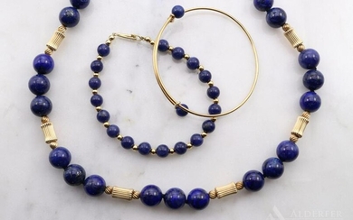 Gold and Lapis Necklace and Bracelets