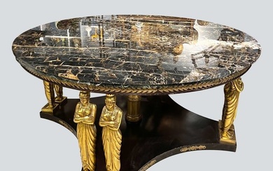Gold paint Fine Empire Revival Marble and Center Table, 18th century