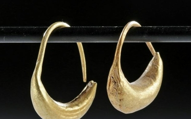 Greek Hellenistic 15K+ Gold Crescent Earrings (pr)