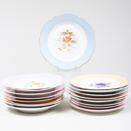 Group of Fourteen Continental Porcelain Dessert Plates