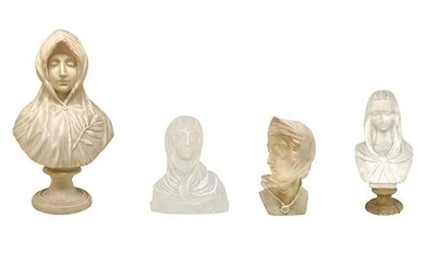 Group of n. 4 halfbody in white marble
