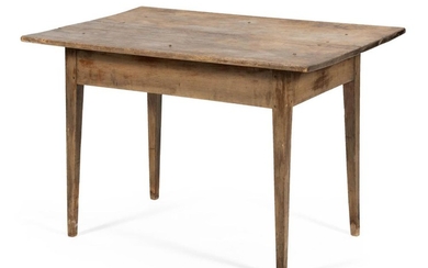 HEPPLEWHITE TAVERN TABLE In pine, with square tapered legs. Height 27.5". Top 40.5" x 27.5".