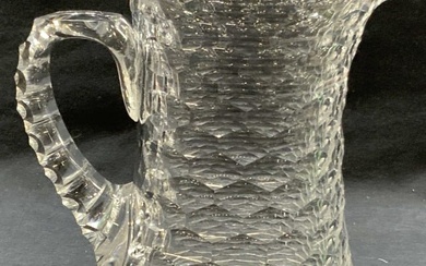 Hand Cut Clear Crystal Pitcher