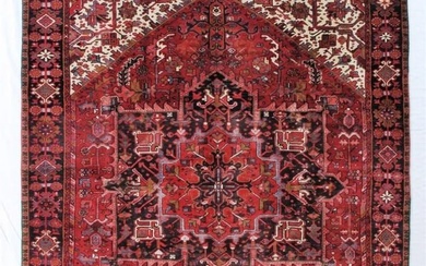 Hand Knotted Persian Heriz Red Navy Tribal Oriental Wool Area Rug Carpet 8'1" x 10'11"
