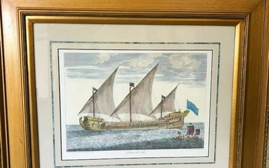 Handcolored Sailing Ship Framed Print