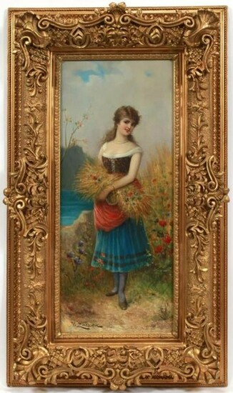 Hans Zatzka (Austria, 1859-49) Oil on Canvas "Woman