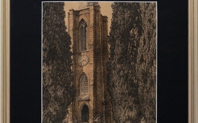 Hardy Wilson (1881 - 1955) - St John's Church, Camden, 1917 31 x 24.5 cm (frame: 52 x 43 x 2 cm)