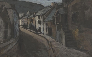 Harry Phelan Gibb, British 1870-1948 - Street scene; gouache on paper, signed lower left 'Phelan Gibb', 33 x 49.8 cm