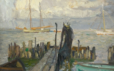 Hartig, Hans, Im Hafen von Neuwarp. Um 1905