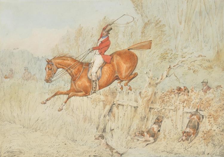 Henry Thomas Alken (British 1785-1851), Jumping a fence