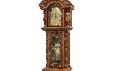 Hermle Carved Tall-Case Grandfather Clock