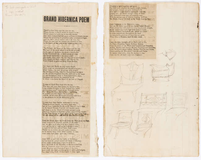 Irish immigrants in America.- Broadside poem.- Grand Hibernica Poem, no place [?New York], no printer, [?1850].