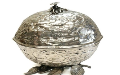 Italian 800 Silver Large Walnut Box
