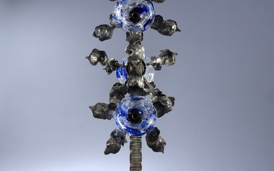Italian floor lamp of Murano glass and iron from the 70s