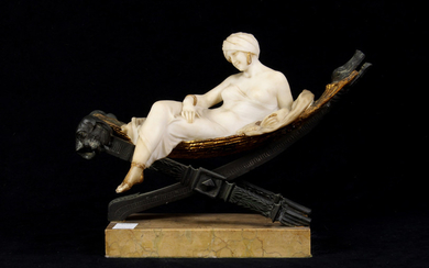 Italian marble and partial gilt metal figural sculpture in the Egyptian taste