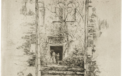 JAMES A. M. WHISTLER The Garden. Etching and drypoint printed in dark, brownish...