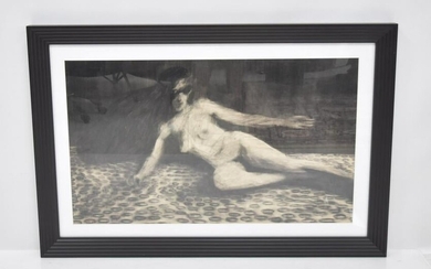 JAMES GILL , GREASE PENCIL DRAWING OF NUDE WOMAN