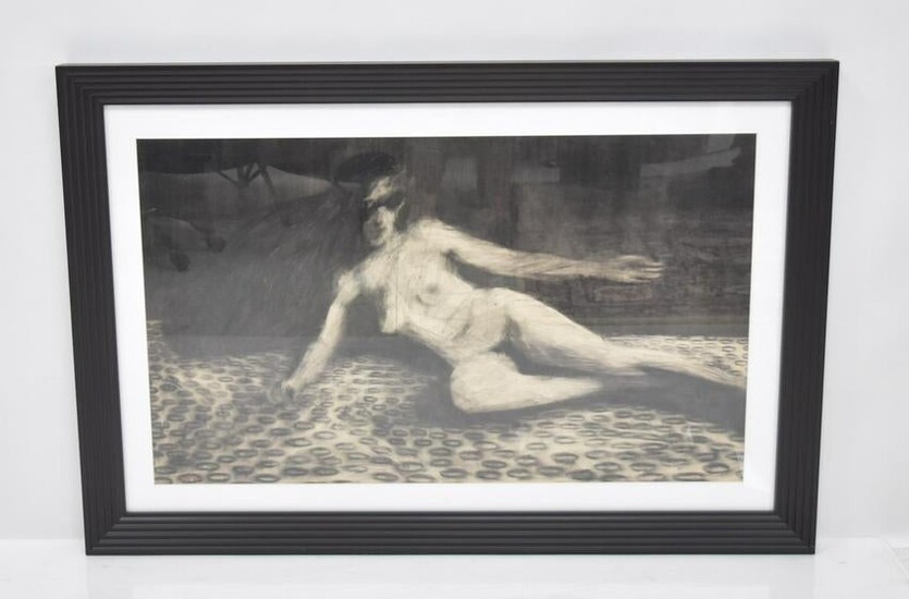 JAMES GILL , GREASE PENCIL DRAWING OF NUDE WOMAN
