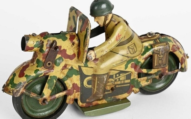 JAPAN TIN WINDUP MILITARY MOTORCYCLE