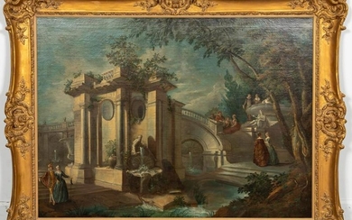 Jacques de Lajoue Capriccio Landscape, Oil