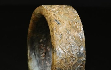 Jade Bangle with Dragons and Tiger, Ming Dynasty