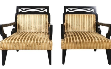 James Mont Asian Modern Open Armchairs, Pair