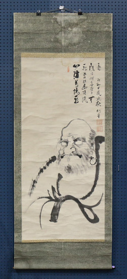 Japanese Hanging Scroll, Dharma, Ink on Paper