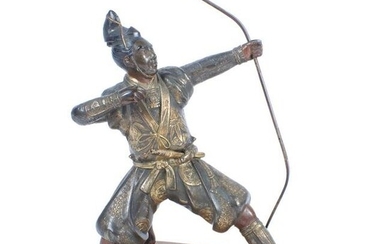 Japanese bronze figure of a samurai archer warrior in
