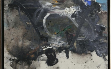 Jerrold Davis, Black Abstract, Oil Painting